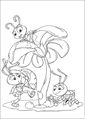 Bugs On A Flower Coloring Page